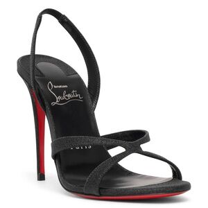 NWT CHRISTIAN LOUBOUTIN Emilie 100 black glitter sandals 38.5